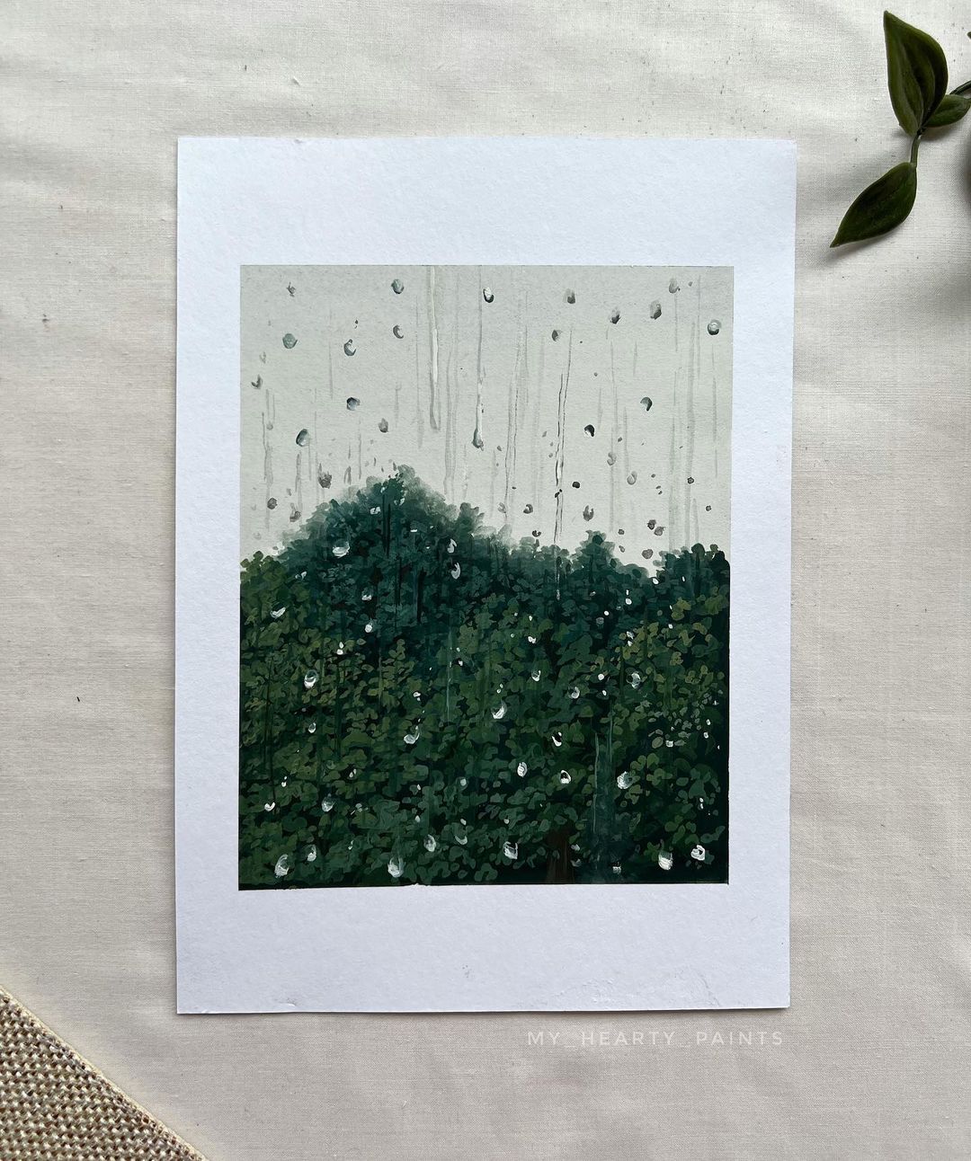 my_hearty_paints@instagram on Pinno: Rain drops💧🌿 ️ Gouache on 6*8 ...